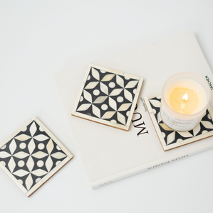 Handmade Bone & Resin Inlay <b>Coaster</b> Set with Square Tray Eco-Friendly Kitchen Tableware <b>Drink</b> <b>Coasters</b> - Product Image 4