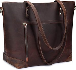 Genuine Leather Casual <b>Tote</b> <b>Bag</b> With <b>Zipper</b> Closure And Shoulder Straps For Daily Use Genuine Leather <b>Tote</b> <b>Bag</b> Handbag - Product Image 1