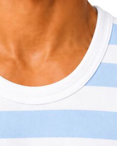 Light Blue <b>White</b> Striped <b>Men</b> Cotton Tank Top Sleeveless <b>Vest</b> Casual Summer Gym Fitness Shirt Breathable Loose Fit Streetwear - Product Image 5