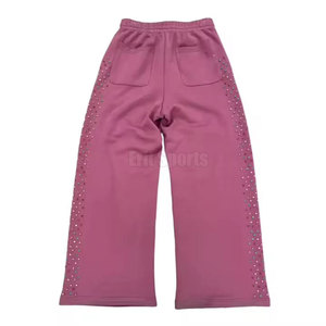 Men's Rhinestone Flare Pants Straight Casual Lightweight Mid <b>Waist</b> Quick Dry Sustainable 100% Cotton - Product Image 2
