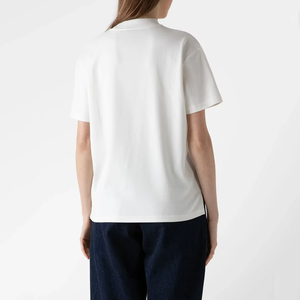 Camiseta de algodón de manga corta para mujer, informal, de color liso, corte regular, tejido de punto, teñido liso. - Product Image 2