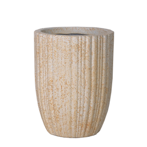 Jardinière en béton contemporaine de couleur beige avec un design texturé circulaire, utilisation au sol, style simple et léger pour les fleurs artificielles - Product Image 4