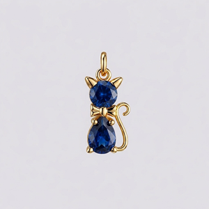 Sapphire Cat <b>Pendant</b> Silver Plated Cute Cat Charm with Faceted Sapphire Stone Animal Jewelry Necklace Charm Gift for Her - Product Image 6
