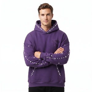 Sudadera con Capucha de Alta Calidad para Hombre, Personalizada con Pedrería, Corte Holgado, Hombros Caídos, Bolsillo Canguro, Estilo Casual - Product Image 3