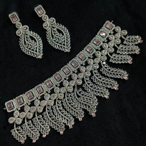 Classic American Diamond Bridal Jewelry Set Two-Piece <b>Necklace</b> <b>and</b> <b>Earrings</b> for Wedding Fashionable Classic Style - Product Image 1