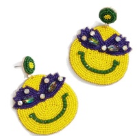 Boucles d'oreilles pendantes en forme de fleur de lys, ornées de perles et de strass, plaquées argent, style New-Orléans, pour festivals et soirées – Nouveauté très prisée