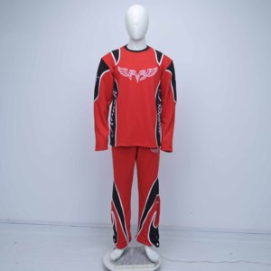 Conjunto Deportivo Premium Rojo para Hombre, Manga Larga, Cuello Redondo, Estampado por Sublimación, Secado Rápido, Poliéster, Pantalones Largos, Ropa de Primavera para Adultos - Product Image 1