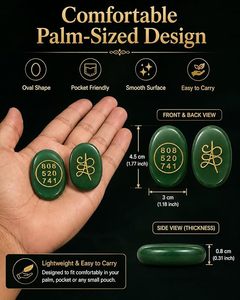 Vente en gros ALIZA AGATE EXPORTS Pierre de poche ovale en jade vert naturel, gravée double face avec motif Zibu, polie, cadeau promotionnel - Product Image 2