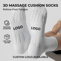 Chaussettes de sport pour hommes avec logo personnalisé, coussin de massage 3D, respirantes, en maille éponge, chaussettes de compression pour la course à pied, le fitness et le sport