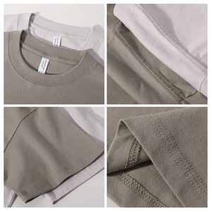 T-shirt décontracté à manches courtes et col rond en coton biologique 100 % (220 g/m²) avec motif lettres, tricoté sur mesure pour hommes – Vente en gros - Product Image 6