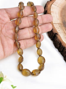 หินควอตซ์เบียร์ธรรมชาติทรงรีเหลี่ยมเพชรพลอย ขนาด 16 นิ้ว สำหรับทำเครื่องประดับชั้นดี 1 เส้น - Product Image 3