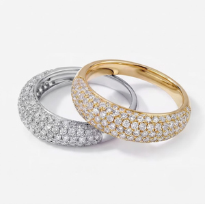 Bague de fiançailles et de mariage classique pour femme en or blanc et jaune 18 carats avec diamant naturel taille brillant, certifiée GGL, 5g - Product Image 2