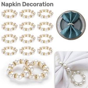 Anneaux de serviette en plastique de luxe, lot de 12, élastiques, vente en gros pour mariage, fête, banquet, décoration de table - Product Image 1