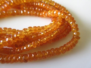 Cuentas de Granate Naranja en Forma de Rondelle, Microfacetadas, Spessartita, Granate Mandarín, para Joyería - Product Image 5