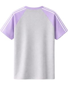 เสื้อยืดแขนยาวสีเทาลาเวนเดอร์สำหรับผู้ชาย สไตล์ลำลอง คอกลม ลายทางที่ไหล่ ผ้าฝ้ายผสม ระบายอากาศได้ดี นุ่ม สวมใส่สบาย - Product Image 2