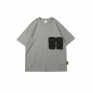เสื้อยืดพิมพ์ลายตัวอักษรทรงหลวม แขนสั้น สีตัดกัน คอลเลคชั่นฤดูร้อน 2023 เสื้อยืดลำลองผ้าฝ้ายสำหรับผู้ชาย - Product Image 4