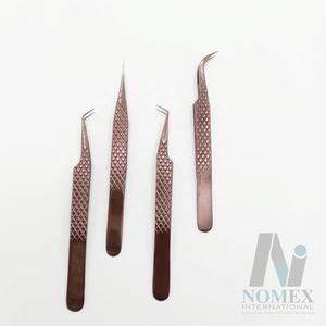 Ensemble de pinces à cils en or rose plasma avec poignée en diamant de qualité supérieure, testées à la main, ensemble de pinces à cils en gros - Product Image 4