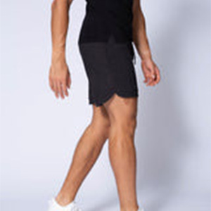 Shorts de sport noirs pour hommes à séchage rapide avec poches, taille haute, en polyester non tissé, fermeture à cordon, 160g, longueur mi-cuisse, vêtements de sport - Product Image 2