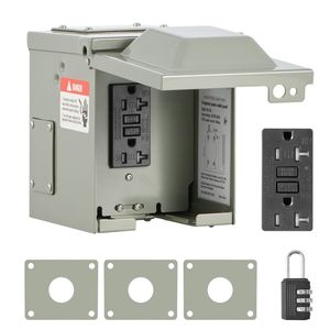 Pannello Elettrico con Presa GFCI da 20 AMP, Scatola Elettrica IP54 Resistente alle Intemperie per Esterni, Sistemi Elettrici GFCI per Camper - Product Image 1