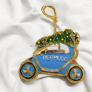 Adorno de Scooter de Bermudas, Souvenir de Viaje Tropical Hecho a Mano con Cuentas, Decoración Festiva de Palmeras, Recuerdo de Isla - Product Image 1