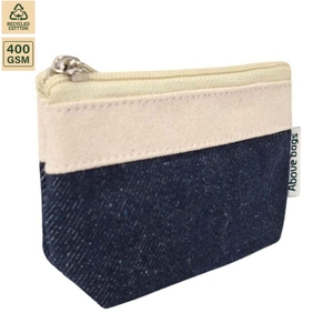 Pochette de maquillage en denim 400 GSM, trousse de toilette de voyage 12x7x2 cm, logo personnalisé, vente en gros, OEM, marque privée, commande en gros, modèle SS340 - Product Image 1