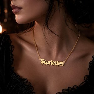 Collar con Nombre Personalizado <span class=keywords><strong>de</strong></span> Halloween, Acero Inoxidable 316L, Chapado en PVD, Joyería Gótica, Colgante <span class=keywords><strong>de</strong></span> Bruja, Fantasma y Murciélago, Regalo <span class=keywords><strong>de</strong></span> Halloween - Product Image 3