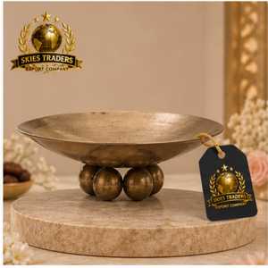 Bol martelé argenté sur pied avec poignée florale dorée, plat de service de luxe en métal, vaisselle, récipient à noix, boîte à bonbons, centre de table - Product Image 4