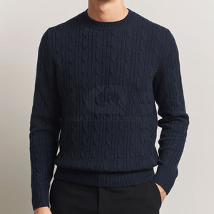 Pull en tricot classique pour homme, chaud, respirant, à manches longues, en coton/laine, coupe confortable, parfait pour l'hiver - Product Image 2