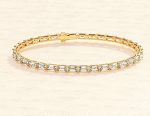 Pulsera de tenis con diamantes de moissanita de corte esmeralda en plata de ley 925, regalo para mujer, aniversario y fiesta - Product Image 2