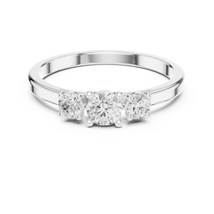 Bague de fiançailles et de mariage pour femme en argent sterling 925 avec moissanite taille ronde, trois pierres, bijoux fins - Product Image 4