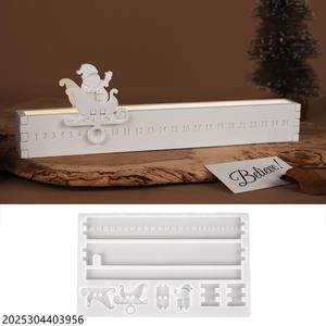Christmas Countdown Number Card Christmas Santa Light Silhouette Gypsum Cement <b>Resin</b> Silicone Mold - Product Image 1