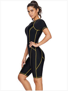 Traje de buceo de manga corta para mujer con cremallera, protección solar, alta elasticidad, para surf y snorkel, traje de baño de una pieza contra medusas - Product Image 3