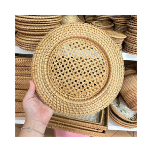 Ensemble d'assiettes en rotin tissé naturel, assiettes de service faites à la main pour la cuisine, la table à manger, la décoration - Product Image 4