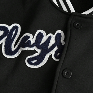 Custom Embroidery Varsity Jacket Black White Patchwork Star Design Men Letterman Jacket High Quality Cotton Fleece Bomber Coat - Product Image 4