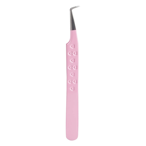 90 Degree L-Shape Precision Lash Tweezer with Embossed Heart Grip Anti-Slip Pink Color Tweezers for Volume <b>Fans</b> and Isolation - Product Image 1