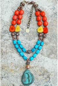 Collier en résine fait main de qualité supérieure, style indien, pour femmes et jeunes filles, modèle exclusif avec symbole chrétien naturel, finition polie haute brillance - Product Image 3