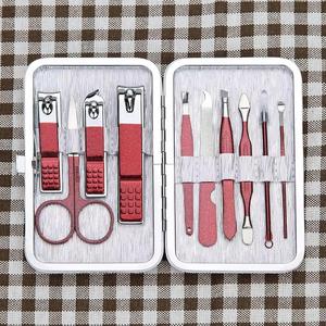 MORJE Surgical 10 In 1 Stainless Steel <b>Nail</b> <b>Kit</b> With Case Portable Manicure Tools For Adults Classic Style Red Handle - Product Image 5