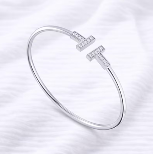Minimalist 925 <b>Silver</b> <b>Cuff</b> <b>Bracelet</b> With Moissanite Cross Design Channel Set Baguette Cut Unisex Everyday Wear - Product Image 3