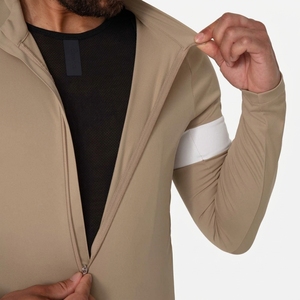 Maillot de cyclisme beige à manches courtes, fermeture éclair intégrale, col montant, léger, respirant, séchage rapide, 100 % polyester, imprimé par sublimation - Product Image 4