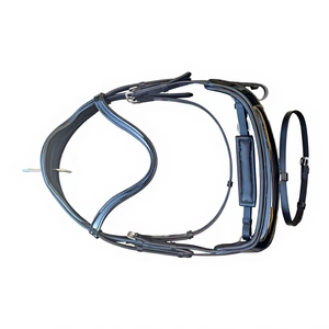 Qualité Supérieure - Bridon Western Américain en Cuir Huilé pour Cheval, Type Sidepull Sans Mors avec Rênes - Product Image 1