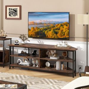 Lussuoso Mobile TV Angolare a 3 Ripiani con Stazione di Ricarica per TV fino a 65 Pollici, Luce LED per Soggiorno e Camera da Letto - Product Image 2