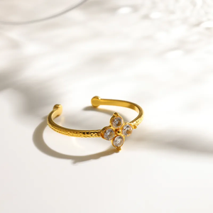 Elegant Geometric Inlay <b>Ring</b> 304 Stainless Steel with 18K Gold PVD Plated Finish Waterproof Hypoallergenic Fashion Jewelry - Product Image 3