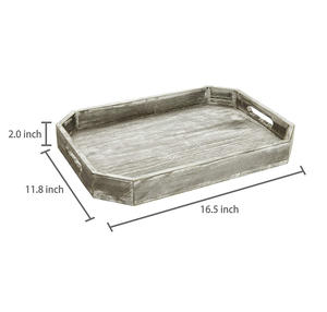 Plateau de service octogonal en bois de pin motif décoratif avec poignées approvisionnement de restaurant d'hôtel de qualité supérieure utilisation personnalisée possible - Product Image 3