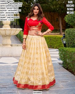 Eshaal Royal Jacquard Silk <b>Lehenga</b> Choli Quick Dry Sun Protection for Diwali Party <b>Wedding</b>-Floor-Length Traditional Women's Wear - Product Image 3