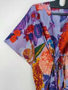 Vestido Kaftan de Algodón Indio Hecho a Mano con Estampado Floral, Traje de Playa Cómodo y Ligero para Mujer - Product Image 6