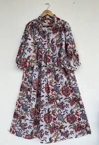 Femmes filles imprimé pur coton Maxi robe indien bloc imprimé décontracté été soirée à la mode en gros longue Midi en vrac - Product Image 1