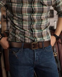 Custom Men Full Grain Leather <b>Work</b> <b>Belt</b> Heavy Duty Casual Jeans <b>Belt</b> OEM Bulk Wholesale - Product Image 4