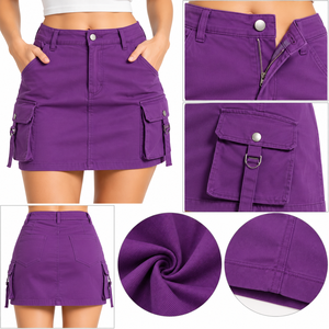 Choisissez des vêtements streetwear contemporains avec une jupe cargo pour femme, conçue pour un rangement pratique, des mouvements confortables et un style tendance. - Product Image 6