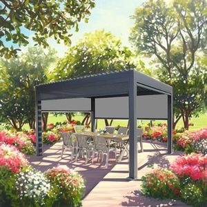 Pergola autoportante moderne en fer, écologique, durable, résistante aux intempéries, certifiée FSC, imperméable, pour jardin et mariages - Product Image 3