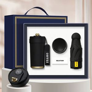 Special Christmas Promo <b>Gift</b> Stainless Steel Mug Capsule Umbrella Foldable Fan <b>Gift</b> Set <b>for</b> Guests - Product Image 4